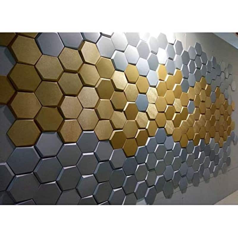 Art3d 20-Pieces Decorative 3D Wall Panels Faux Leather Tile, Hexagon