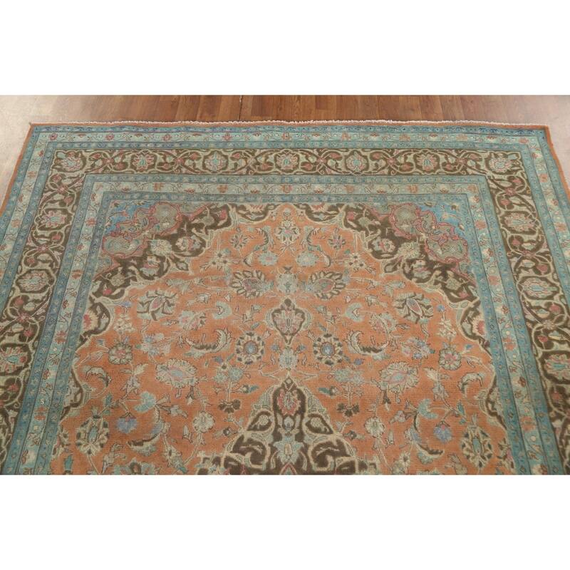 Over-Dyed Mashad Persian Vintage Area Rug Hand-Knotted Wool Carpet - 6'4"x 9'5"