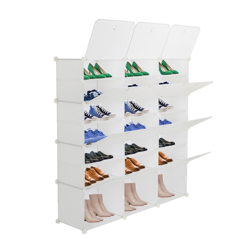Winado 36 Cubes Portable Shoe Rack Organizer 12 Tiers Shoe Shelf Tower 72  Pairs Shoe Storage Cabinet Stand Expandable Suitable for Heels, Boots,  Slippers in Hallway Bedroom Closet Entryway, White 