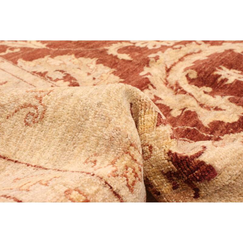 ECARPETGALLERY Hand-knotted Peshawar Oushak Dark Red Wool Rug - 9'0 x 11'11