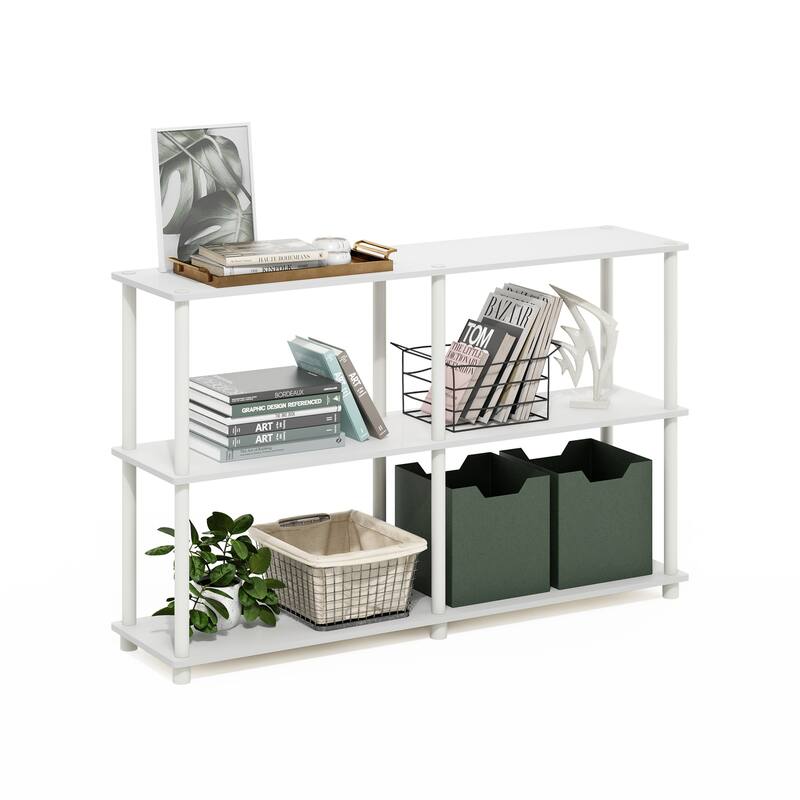 3 Tiers Wood Household Shelving Unit in White (47.2 in. W x 29.5 in. H x 11.6 in. D) - 47.2