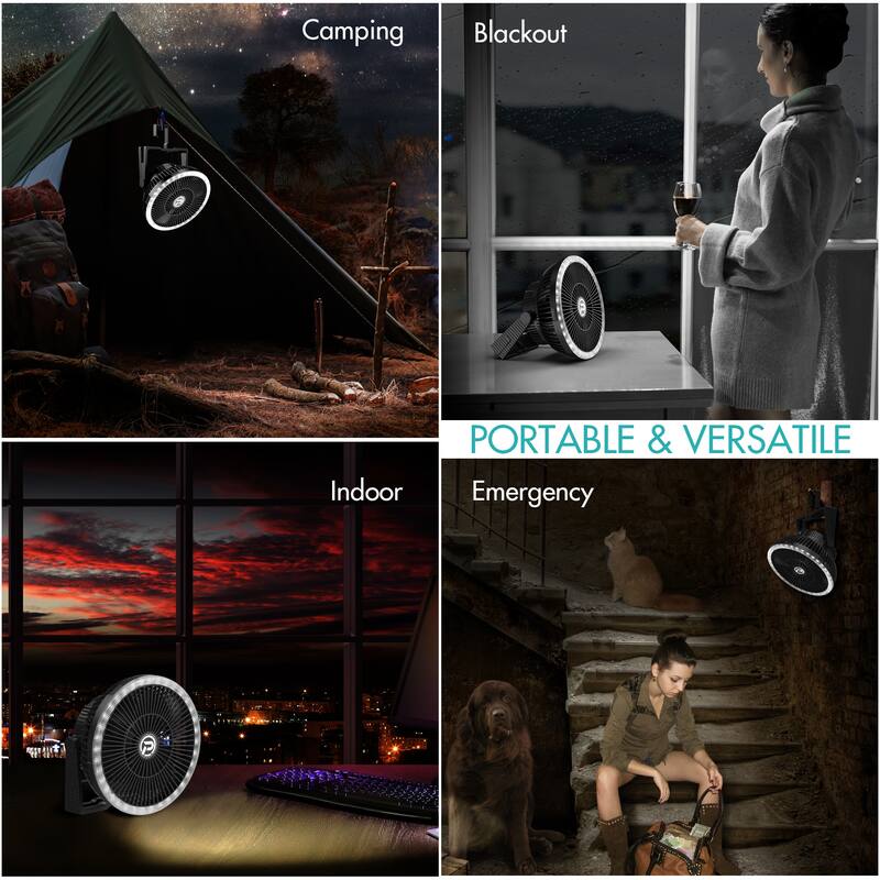 10000mAh 8-Inch Rechargeable Battery Powered Tent Fan