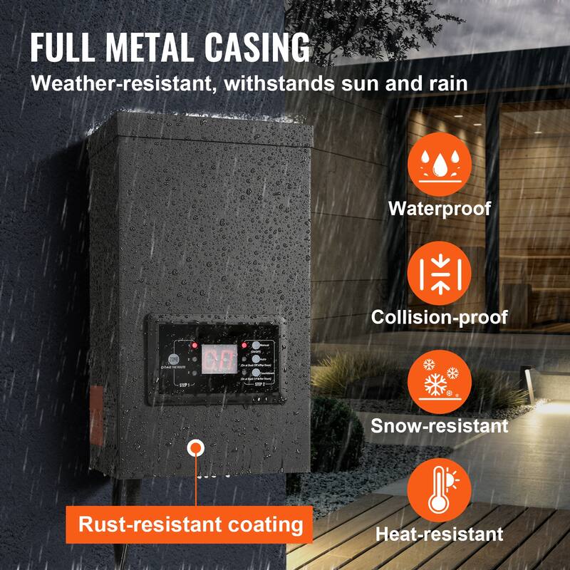 Landscape Transformer, Timer & Photocell Sensor Equipped, Weatherproof Outdoor Lighting Converter, Ideal for Exterior - Black
