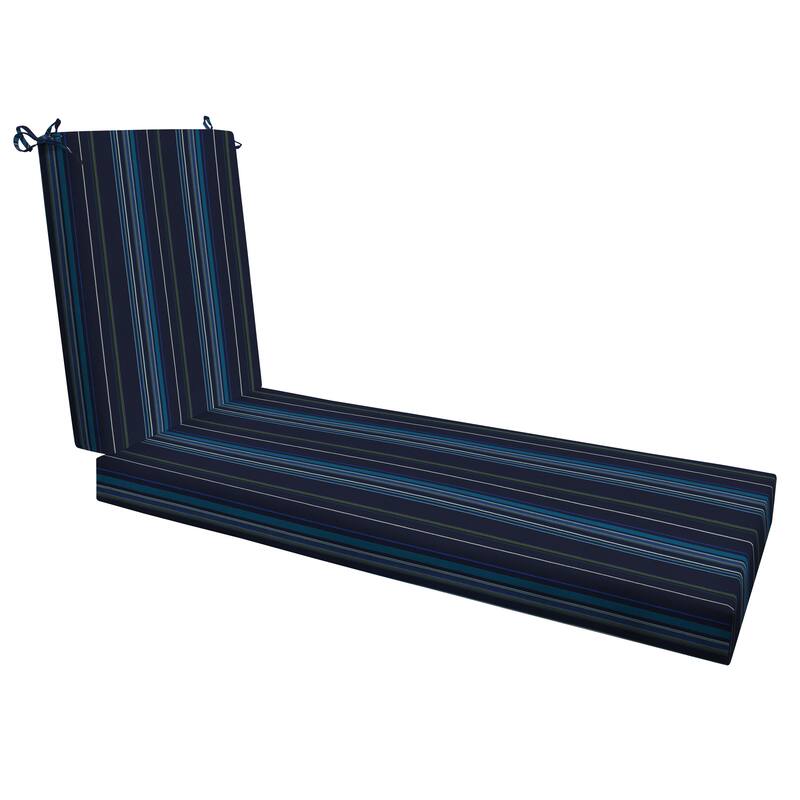 Textured Chaise Lounge Cushion - 22.5" wide x 70" long x 45" deep x 3.5" thick - Sunbrella Stanton Stripe Lagoon