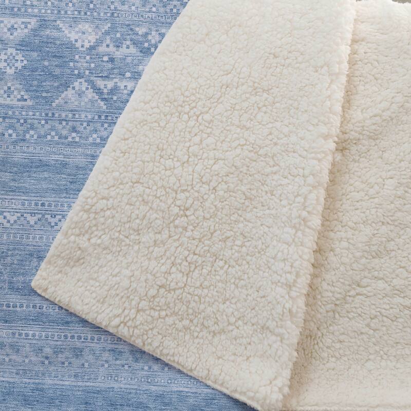Premium Machine Washable Boho Moroccan Sherpa Throw Blanket