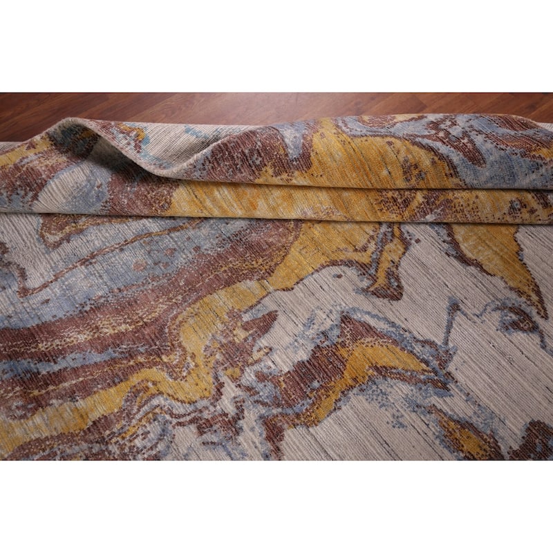 Contemporary Oriental Area Rug Hand-Knotted Modern Wool Carpet - 5'0" X 8'0"