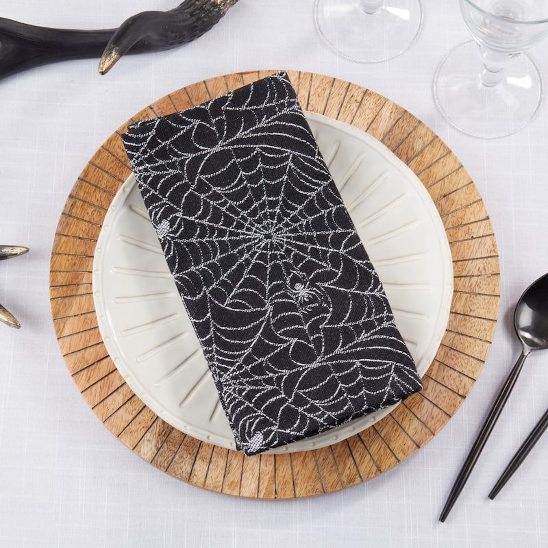 Recycled Jacquard Spider Web Napkin (Set of 4) - 20"x20" - Black