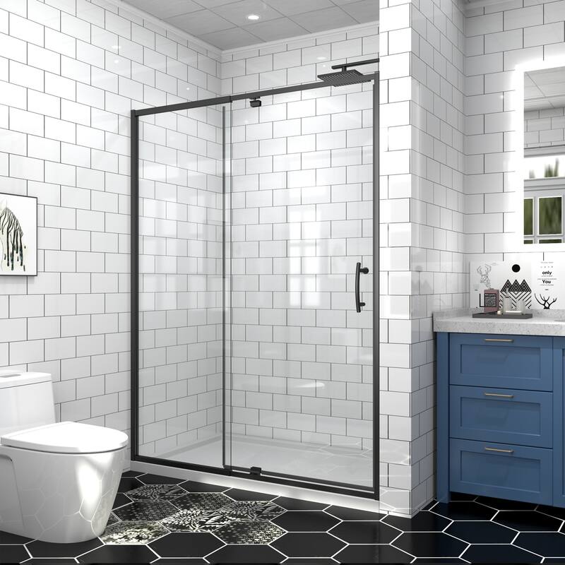 Modland 42''/48''/54''/60''W x 71''H Frameless Pivot Swing Shower Door Enclosure with 1/4" SGCC Tempered Glass Door