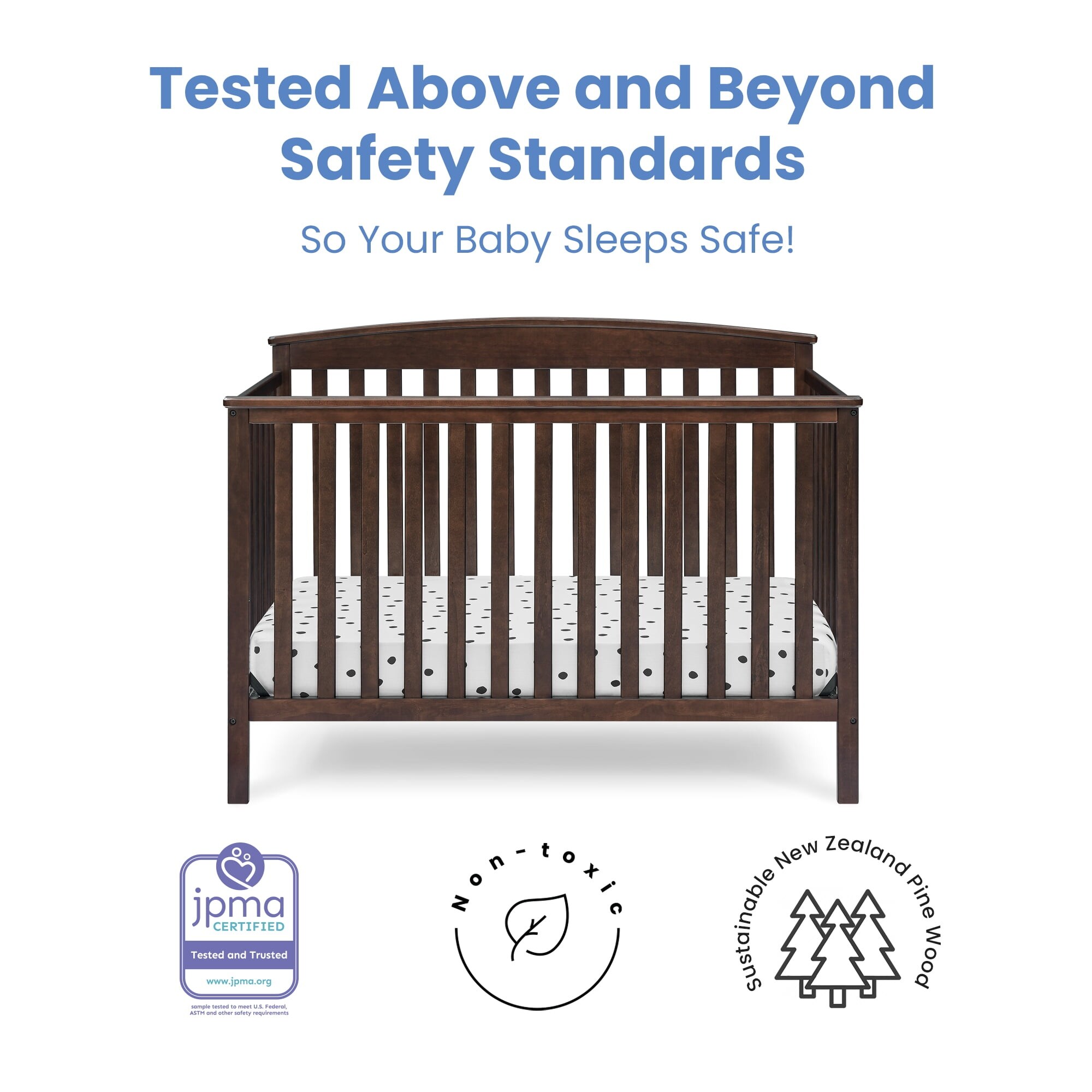 Hanover 6-in-1 Convertible Baby Crib, Walnut Espresso Bed Bath