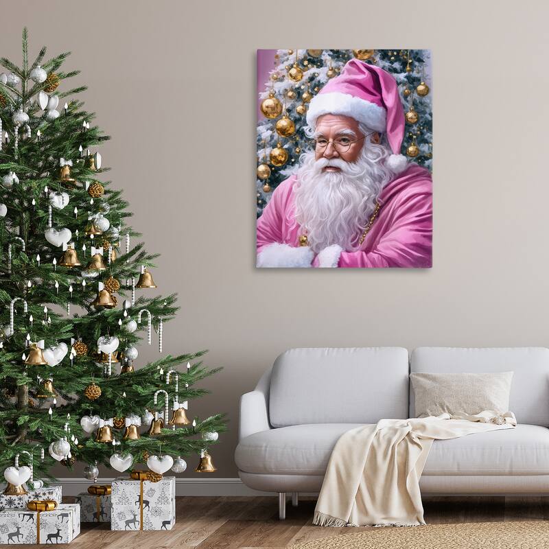 Stupell Traditional Santa in Pink Canvas Wall Art Design By Tabz Jones