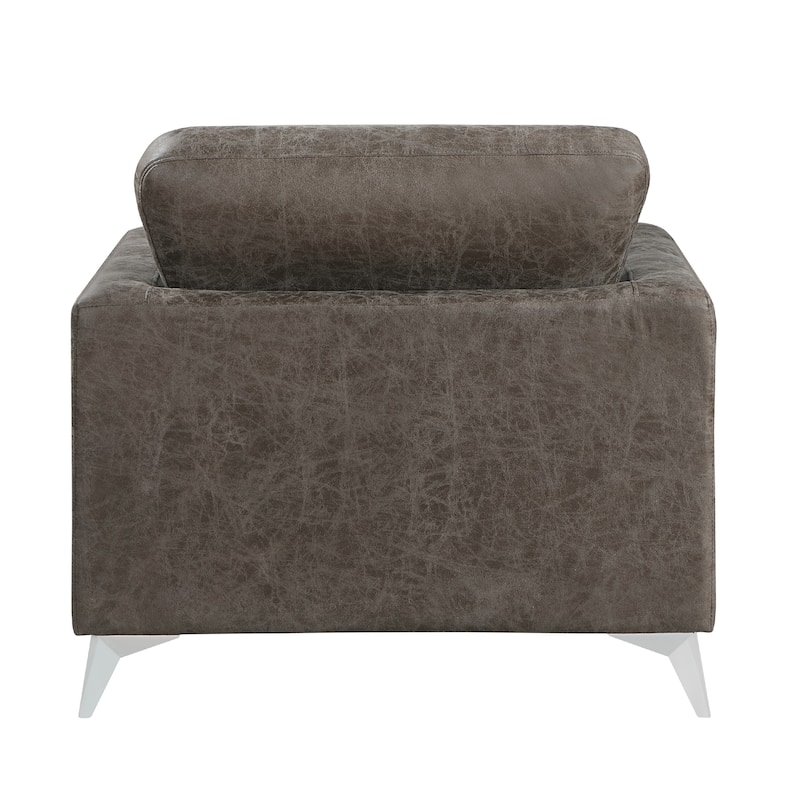 Casie Accent Armchair, Brownish Gray Microfiber Foam, Chrome Legs