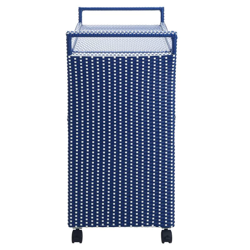 Courtnie French Aluminum Outdoor Serving Cart with Trash Can by Furniture of America
