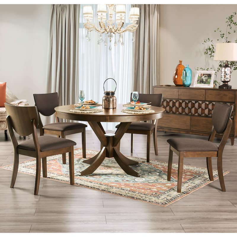 Oskam I Transitional Walnut Wood 5-Piece Dining Set by Furniture of America - Dark Chocolate