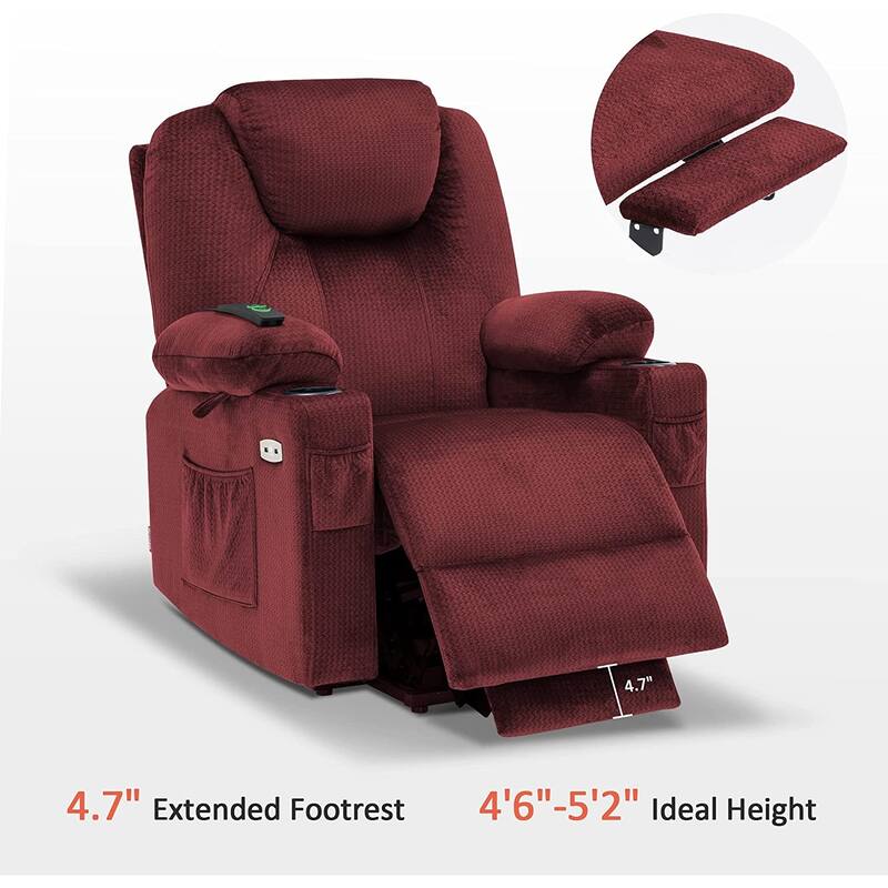 MCombo Small Power Lift Recliner Chair Sofa with Massage and Heat, 3 Positions and USB Ports Extended Footrest, Fabric 7141