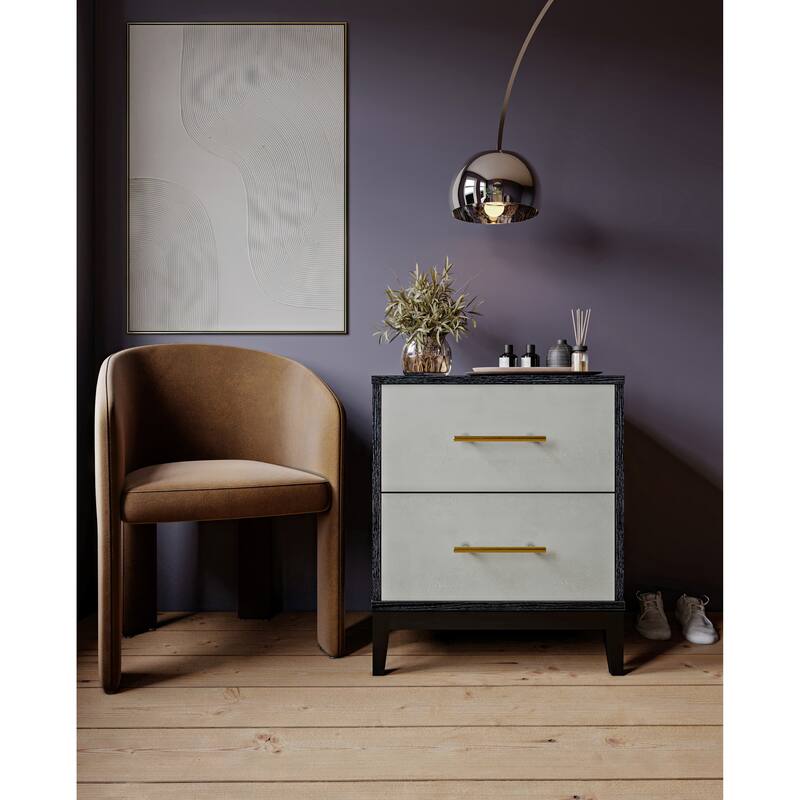 Sango Shagreen 2 Drawer Nightstand, Black- Stylish and Functional Storage