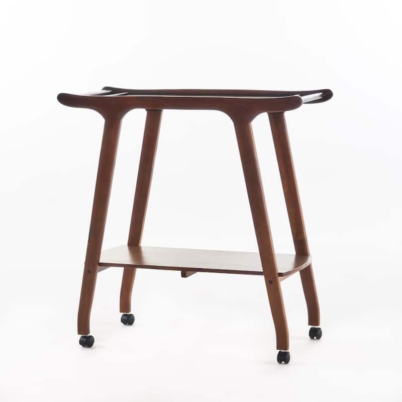 Cadman Mid-century Modern Acacia Wood Bar Cart by Christopher Knight Home - 35.25"L x 16.00"W x 36.00"H - Wood/Acacia