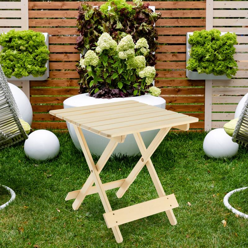 Folding Square Table Patio Outdoor Solid Wood Table