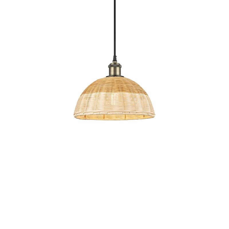 Innovations Lighting 516-1P-9-12 Bristol Natural II Pendant Bristol - Black Antique Brass / Natural