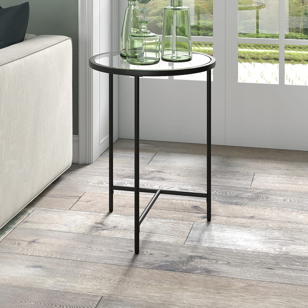 Berenson 18" Wide Round Side Table with Glass Top