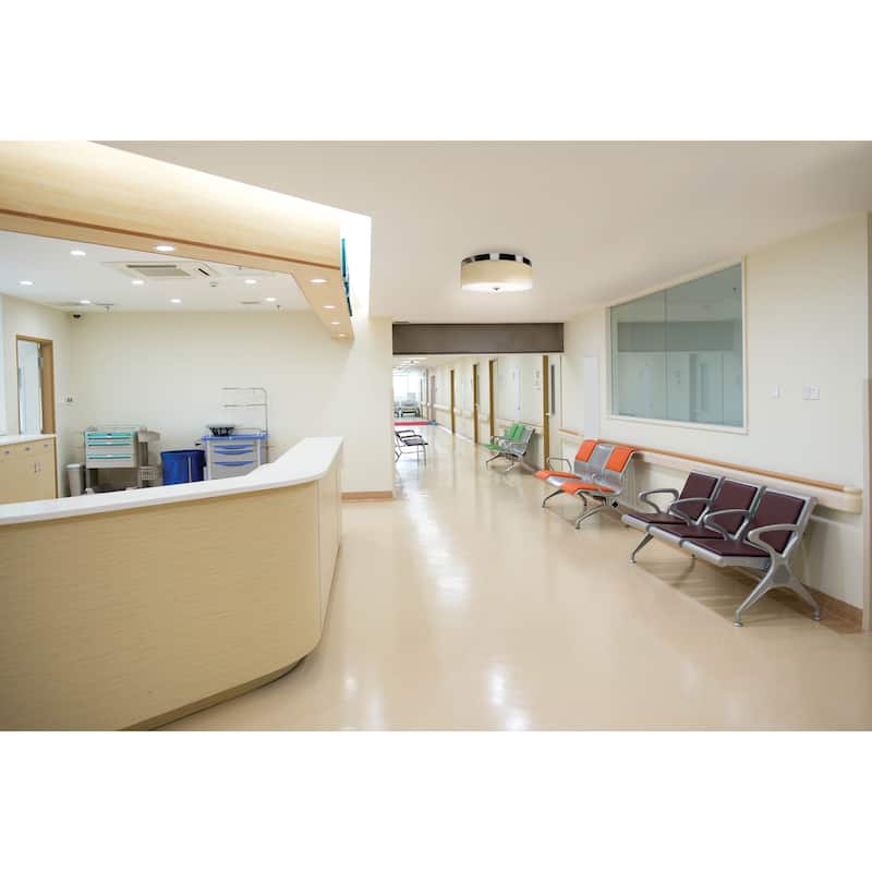 Access Lighting Mia LED Flush Mount - Large - Brushed Steel Finish - Fabric Shade - Acrylic Diffuser