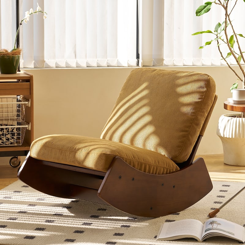 Modern Corduroy Accent Rocking Chair, Set of 1 - Orange