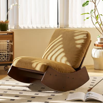 Orange 35.4" Rocking Chair with Solid Wood Frame