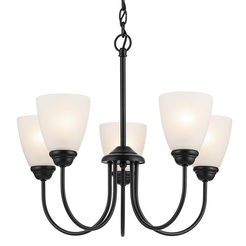 Kichler Lighting Jolie 5-Light Chandelier with Satin Etched Glass in Black