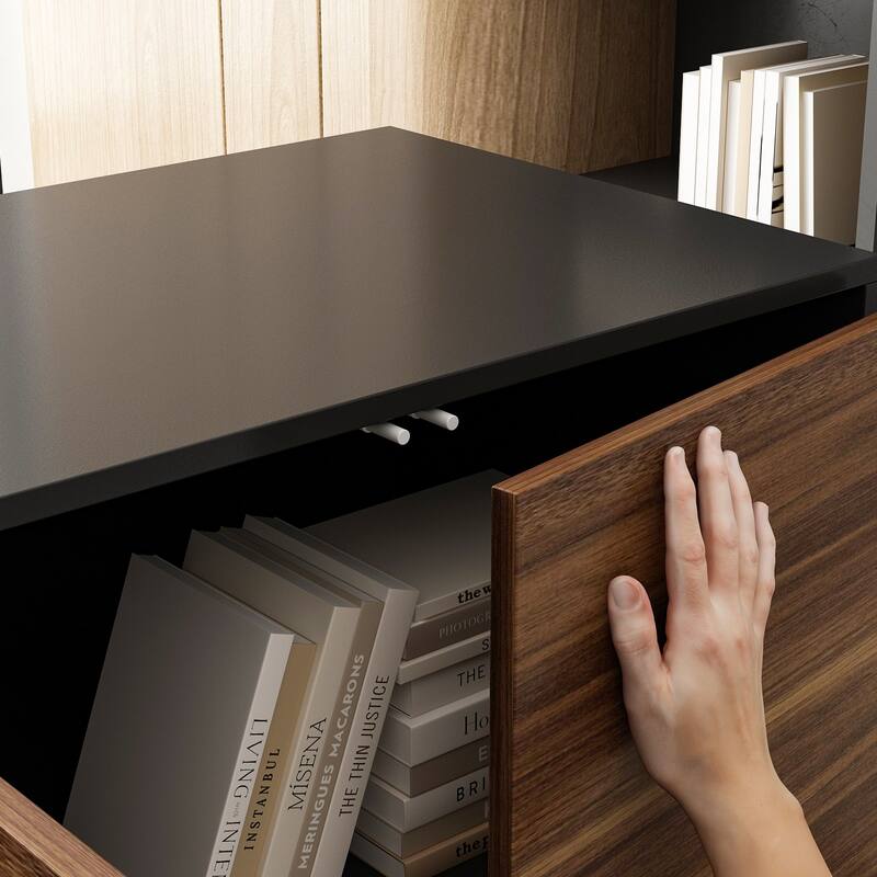 54.3" Home Office Computer Desk Corner Desk With Drawers and Cabinet