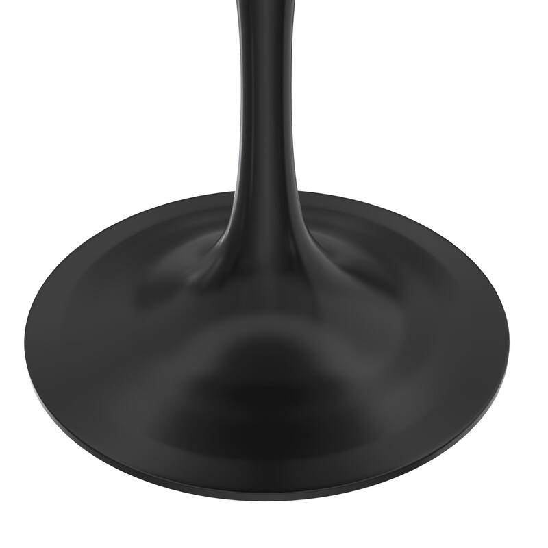 LeisureMod Verve 27" Round Dining Table with MDF Wood TableTop and Black Steel Base for Kitchen & Dining Room - 27.56"