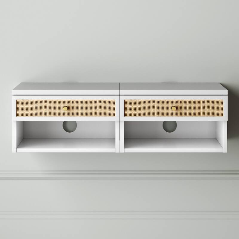 Nathan James Jackson Modern Floating Bedroom Nightstand with Storage Drawer and Open Shelf Cubby