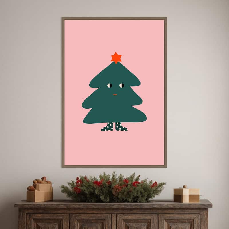 Christmas Tree by Maren Gross (23 x 33 in.), Framed Canvas Wall Art Print - Sylvie Dark Gold