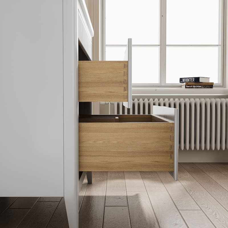 Modland 36" Freestanding Bathroom Vanity with Carrara Marble Top, Soft-Close Drawers, Fully Assembled, Green/Grey - 36 inch