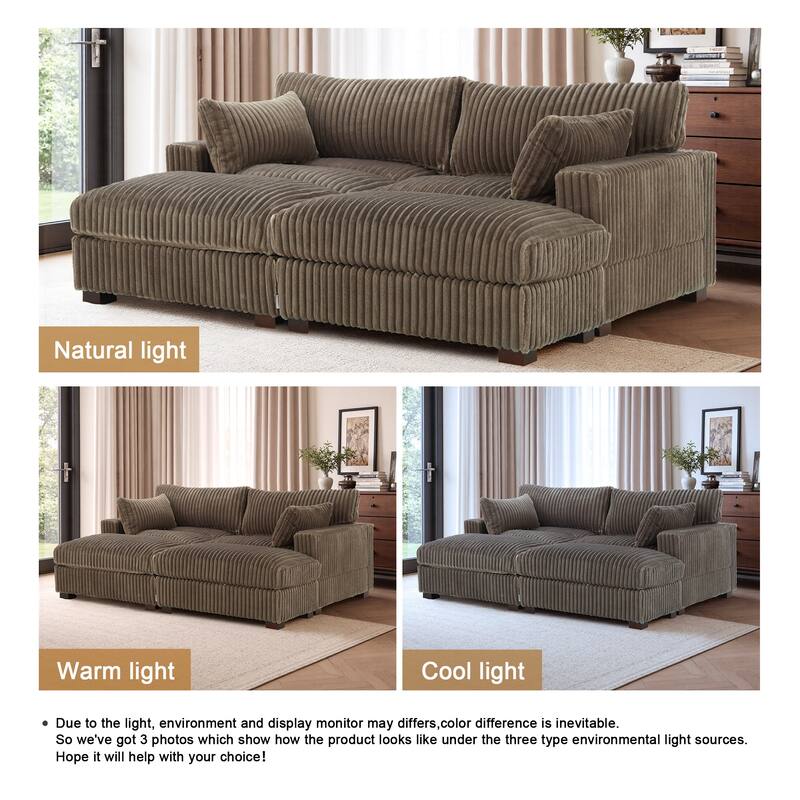 Modren Plush Oversized Modular Sectional Sofa Set with Chaise&Ottoman.