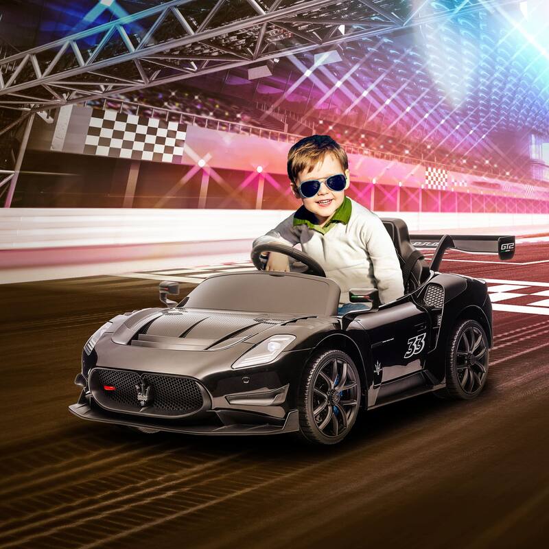 12V Maserati GT2 Kids Electric Car, Dual Control, LED Light, and Shock Absorbers