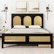 preview thumbnail 4 of 11, Rattan Design Full Wingback Bed Wood Storage Platform Bed with Headboard, 2 Drawers and Footboard, No Box Spring Required, Black
