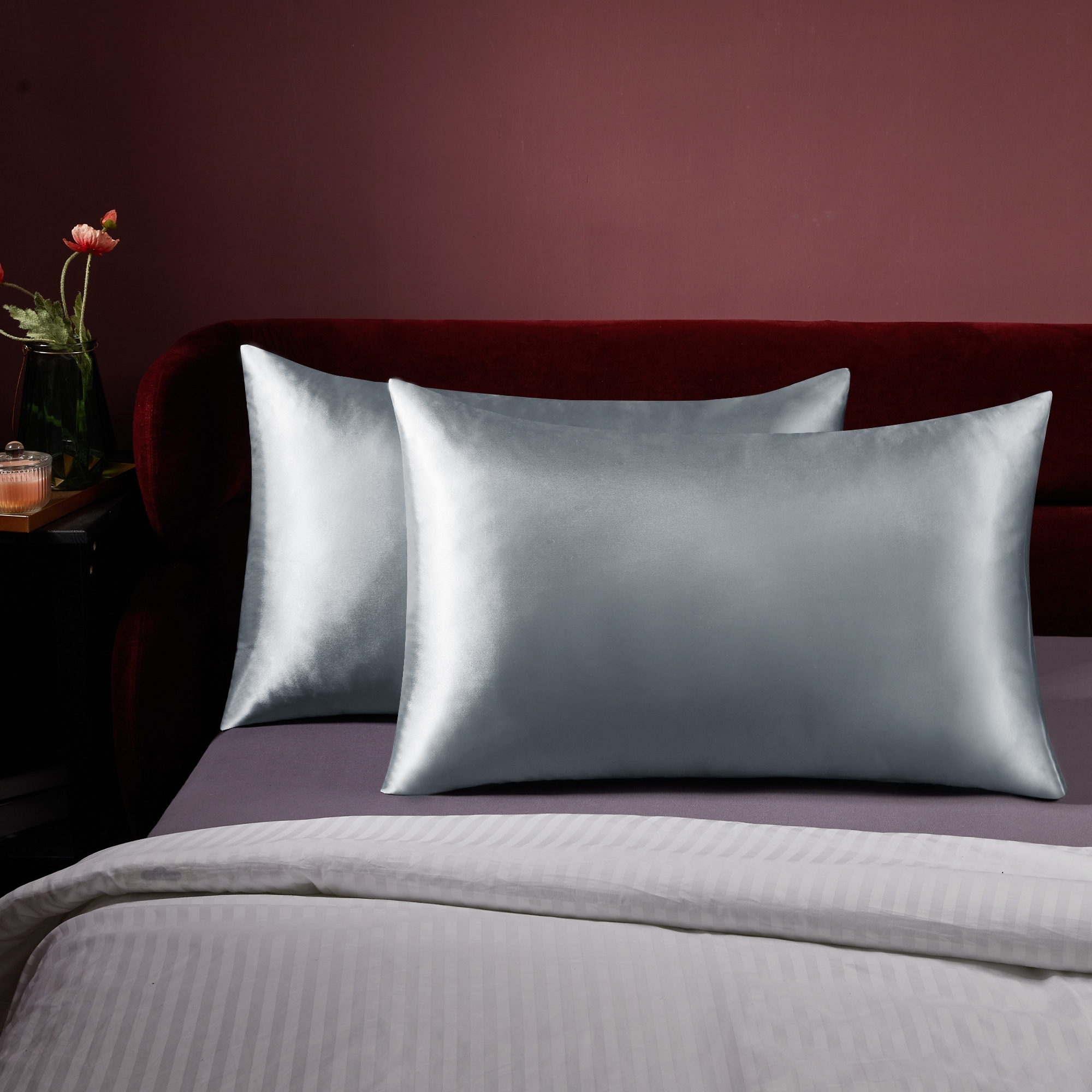 Deconovo Silk Satin Pillowcases 2 PCS Cover Only