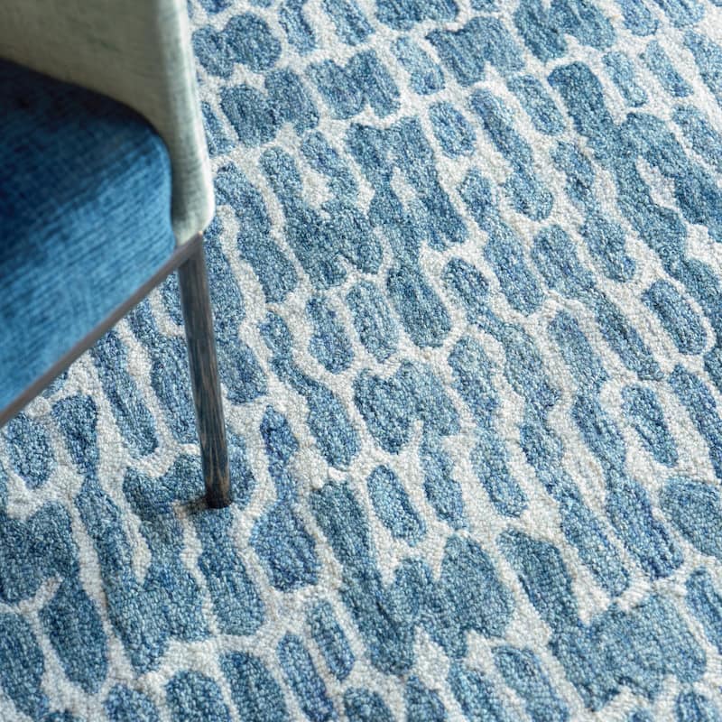 EXQUISITE RUGS Ink Blot Hand-tufted New Zealand Wool Navy Area Rug.