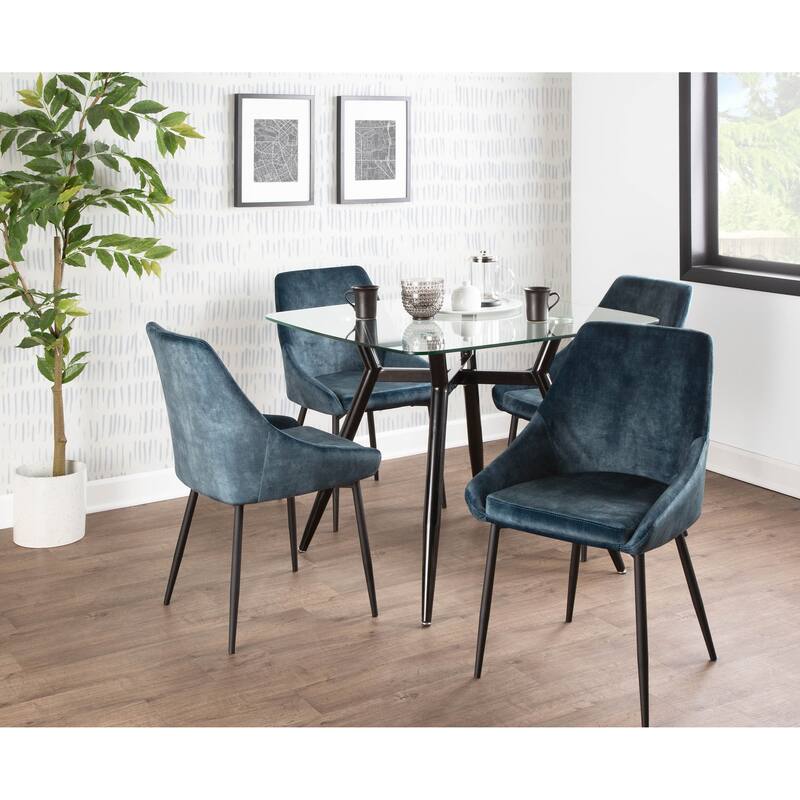 Silver Orchid Alba Upholstered Dining Chair with Black Metal Finish - Set of 2