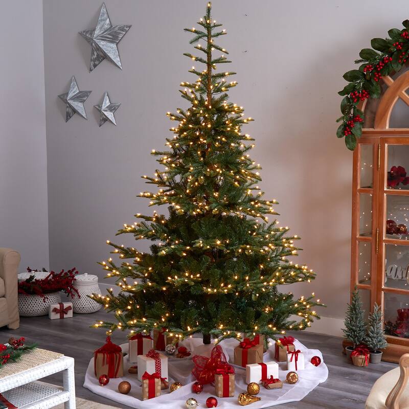 8ft. Layered Spruce Artificial Christmas Tree with 650 Clear Lights & 1561 Branches - Lush Festive Holiday X-Mas Tree