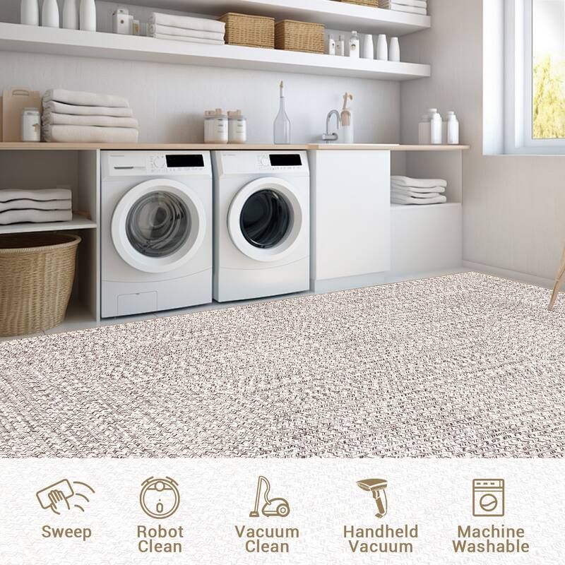 Modern Braided Print Rug Washable Area Rugs for Living Room Bedroom