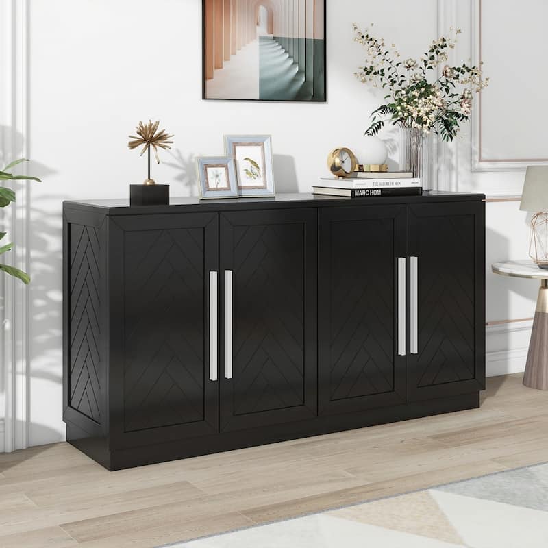 Sideboard with 4 Doors Large Storage Space with Adjustable Shelves