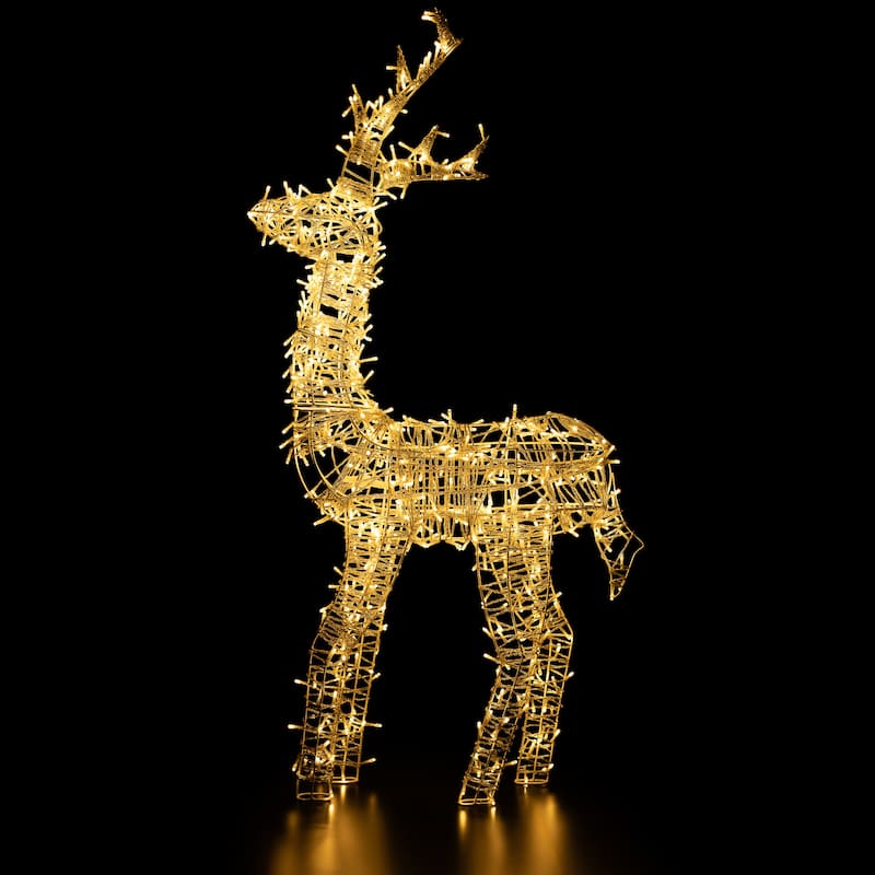 48" White LED Upright Standing Reindeer Christmas Outdoor Decoration
