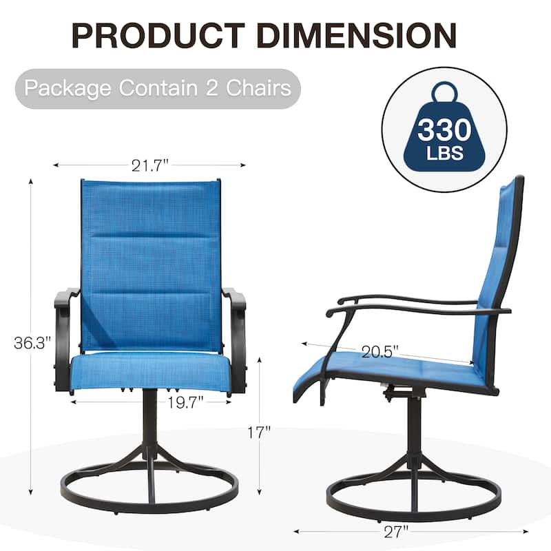 EROMMY Outdoor Swivel Patio Chairs 2/4 Pack, High-Back Textilene Dining Rocker Chairs with Metal Frame