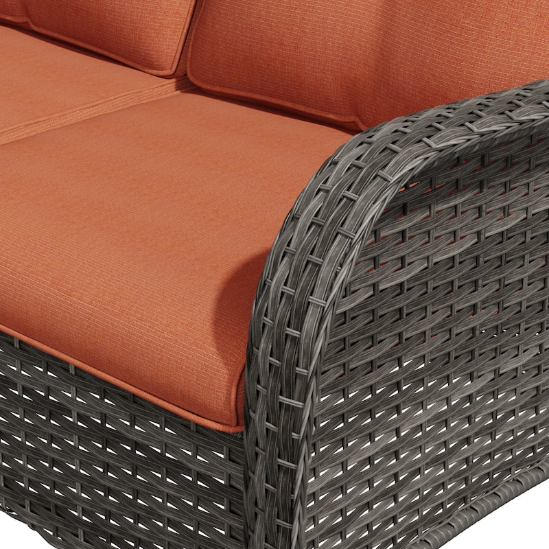 Cozywor 3-Seat Wicker Outdoor Patio Sofa Sectional Couch with Cushions