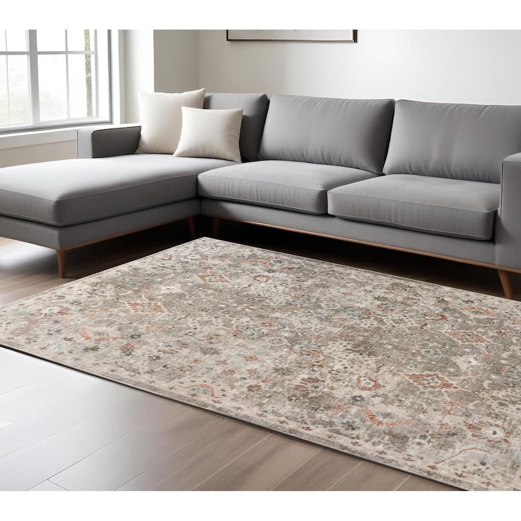 HomeRoots Medallion Transitional Rectangle Area Rug