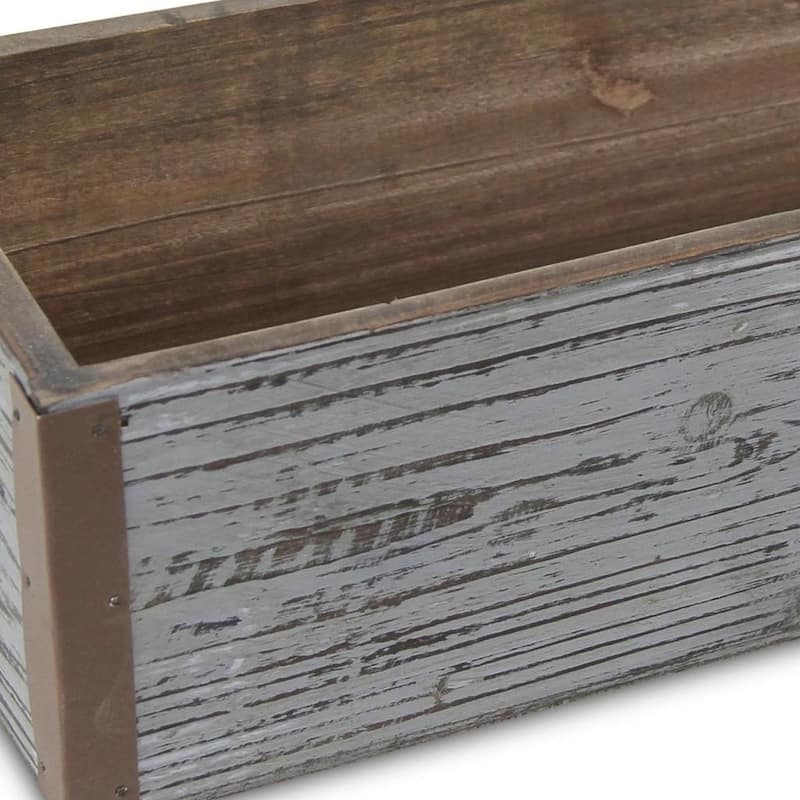 HomeRoots Gray Wood 98 Ounce Rectangular Distressed Planter Box - 11.25 in. x 3.50 in. x 4.50 in.