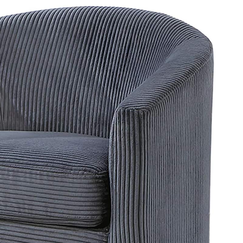 Celina Swivel Chair with Barrel Style Curved Back, Dark Gray Corduroy