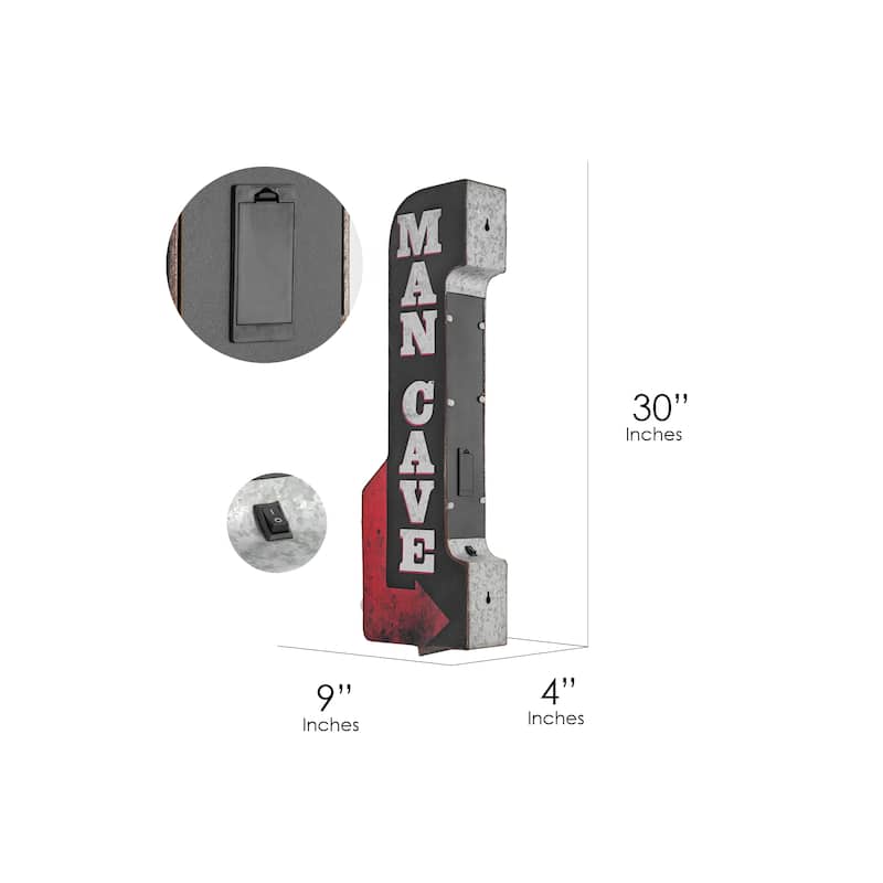 Man Cave Double Sided Off the Wall LED Marquee Light Up Sign for Bar, Garage or Man Cave