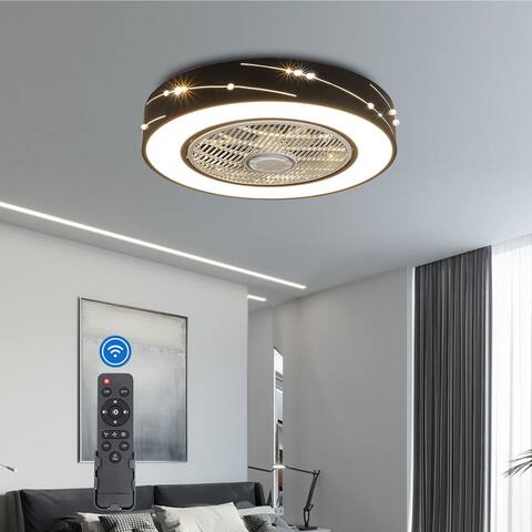 21.6'' Black LED Ceiling Fan Light with Remote Control