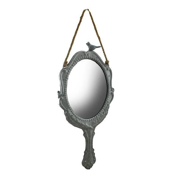 17 Inch Silver Finish Victorian Inspired Hand Mirror Wall Decor W Rope Hanger Overstock 16752665